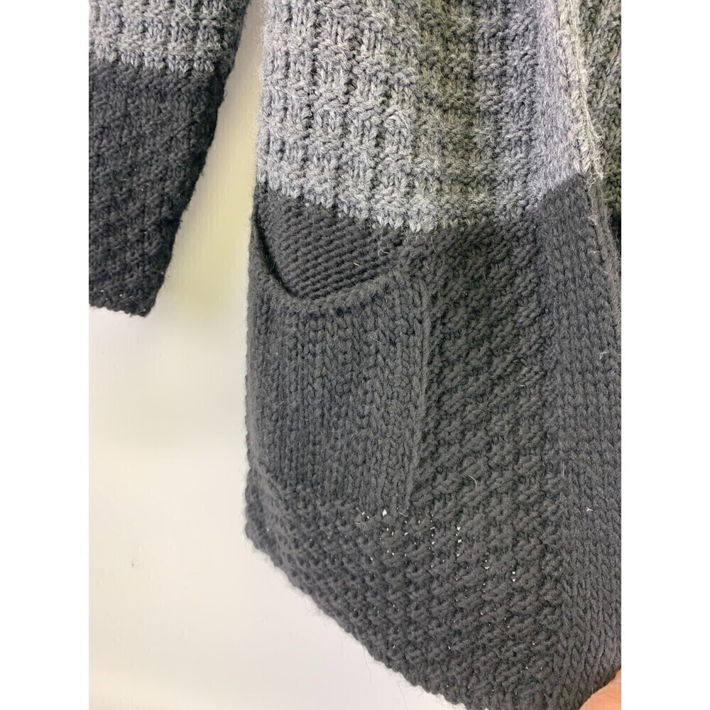 Cocagio‎ Hooded Cardigan Sweater Knit Open Gray Black Wool Blend Italy Medium - Picture 4 of 11